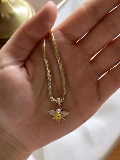 Çelik Üstü Pirinç Kaplama Kolye