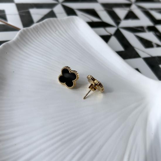 Yonca Mineli Küpe Siyah