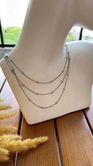 Çelik Üçlü Dorika Kolye