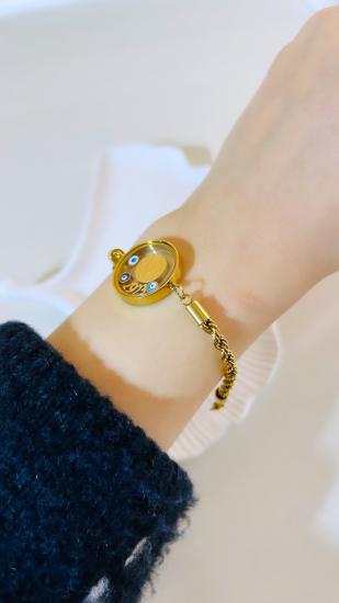 Cam Çerçeve, İtalyan Zincir, Burgu Zincir, Osmanlı, Gold, Altın Kaplama, Çelik Bileklik