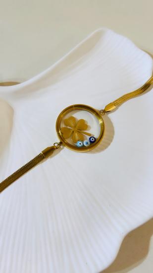 Cam Çerçeve, İtalyan Zincir, Osmanlı, Gold, Altın Kaplama, Çelik Bileklik