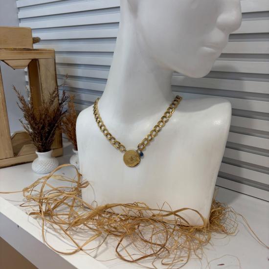 Gold Zincir Madalyon Kolye