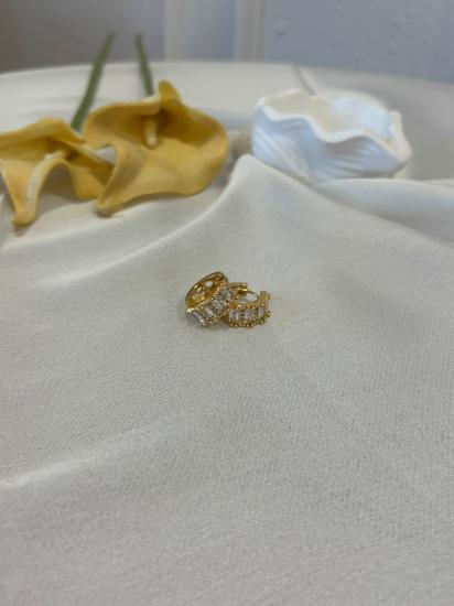 Gold Zirkon Taş detay Küpe