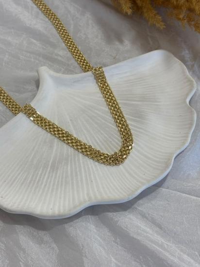 Kalın Hasır Gold Kolye
